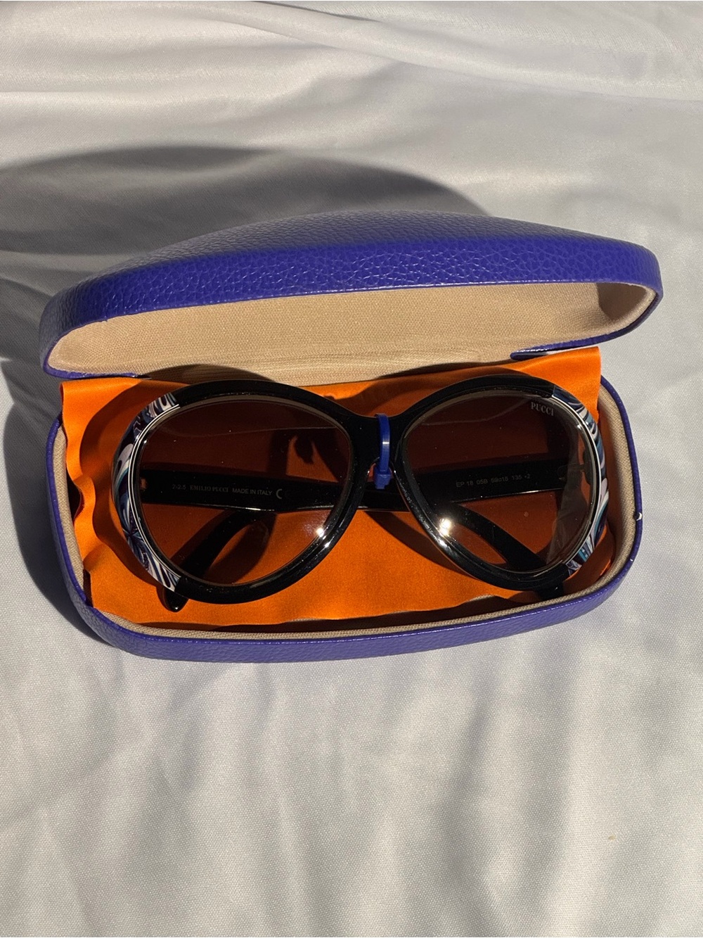 Emilio Pucci Black Oval Sunglasses with Brown Lenses